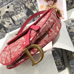 Saddle Bag Raspberry Toile de Jouy Reverse Jacquard - DB078