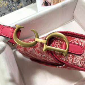 Saddle Bag Raspberry Toile de Jouy Reverse Jacquard - DB078