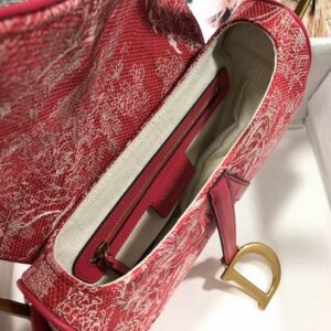 Saddle Bag Raspberry Toile de Jouy Reverse Jacquard - DB078