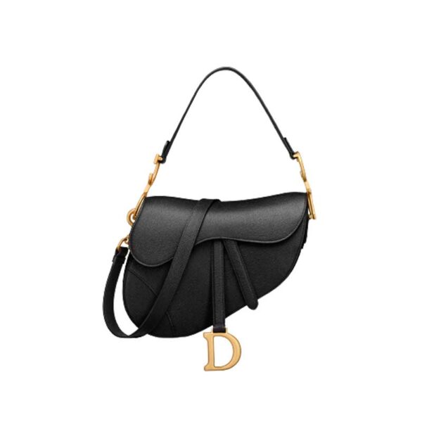 Saddle Bag With Strap Black Grained Calfskin - DB072