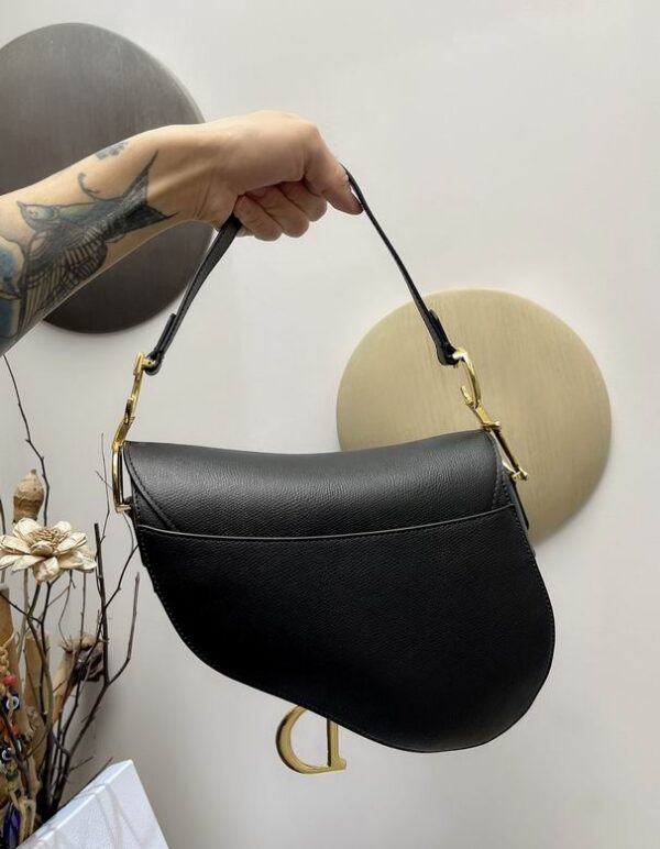 Saddle Bag With Strap Black Grained Calfskin - DB072