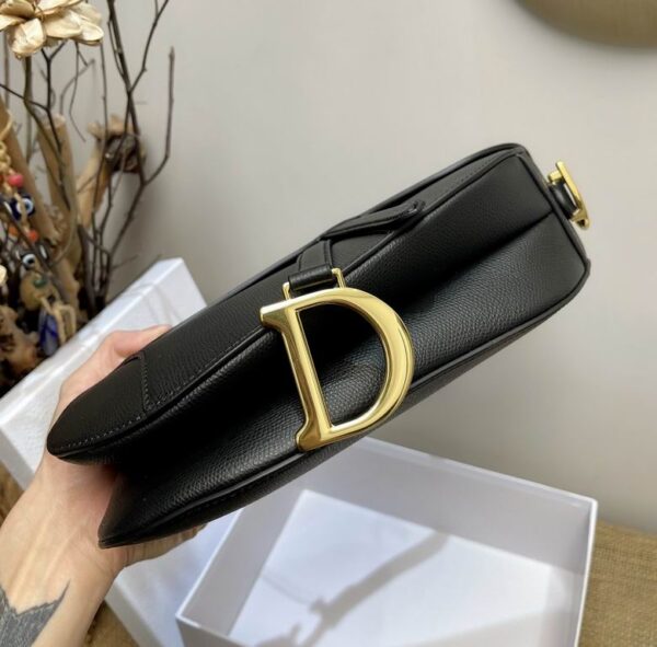 Saddle Bag With Strap Black Grained Calfskin - DB072