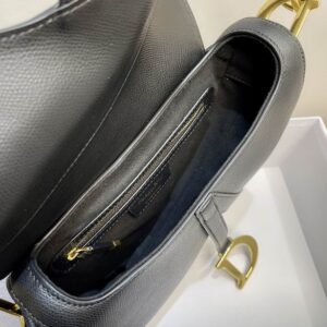 Saddle Bag With Strap Black Grained Calfskin - DB072