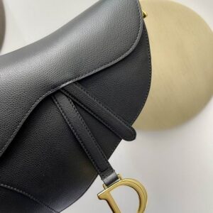 Saddle Bag With Strap Black Grained Calfskin - DB072