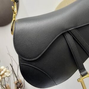 Saddle Bag With Strap Black Grained Calfskin - DB072