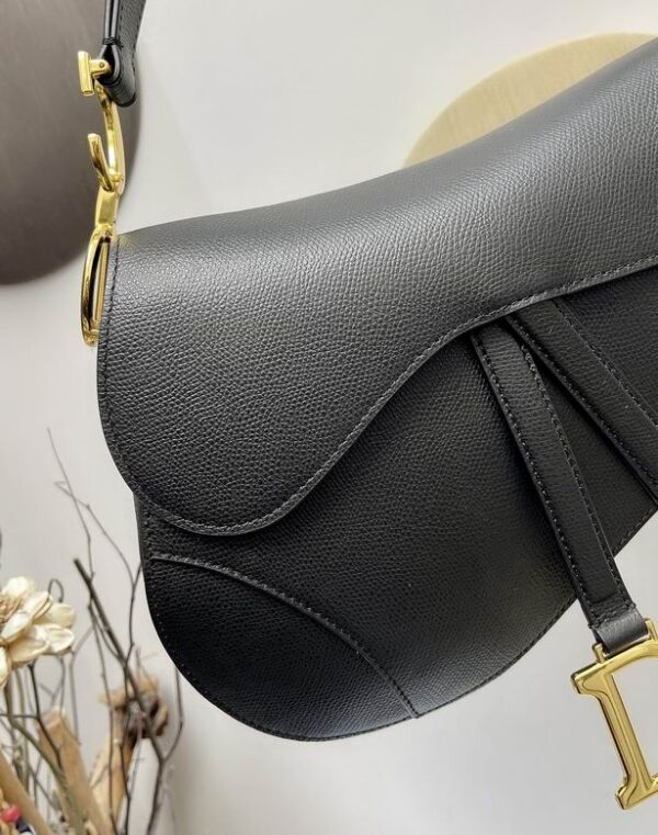 Saddle Bag With Strap Black Grained Calfskin - DB072