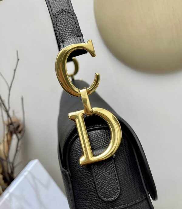 Saddle Bag With Strap Black Grained Calfskin - DB072