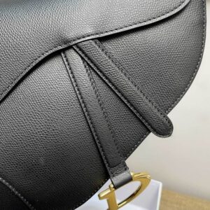 Saddle Bag With Strap Black Grained Calfskin - DB072