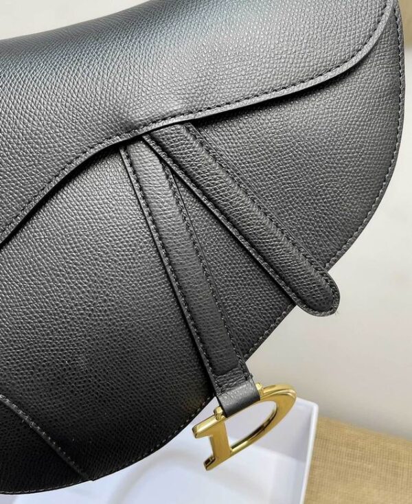 Saddle Bag With Strap Black Grained Calfskin - DB072