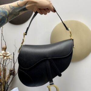 Saddle Bag With Strap Black Grained Calfskin - DB072