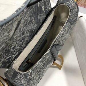 Saddle Bag in Gray Toile de Jouy Reverse Jacquard - DB079