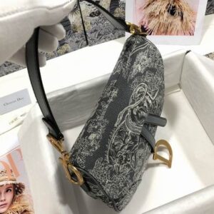 Saddle Bag in Gray Toile de Jouy Reverse Jacquard - DB079