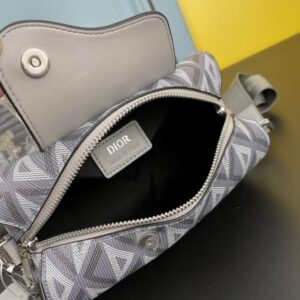 Dior Lingot 22 Gray CD Diamond Canvas Bag- DB095