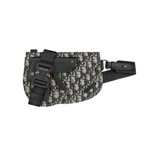 Saddle Pouch Beige and Black Dior Oblique Jacquard - DB099