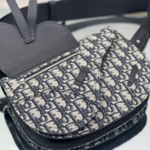 Saddle Pouch Beige and Black Dior Oblique Jacquard - DB099