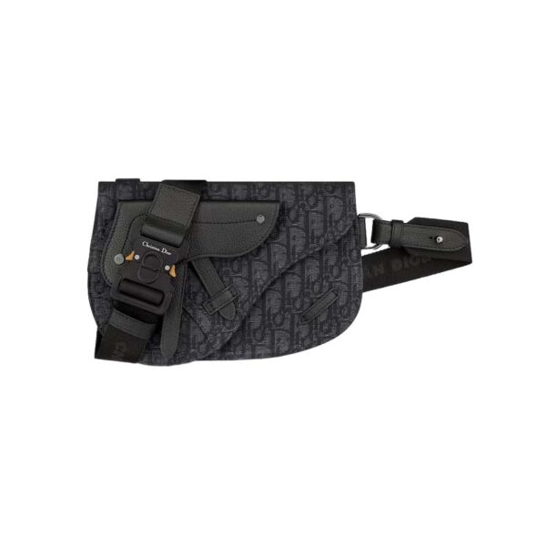 Saddle Pouch Black Dior Oblique Jacquard - DB098