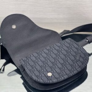 Saddle Pouch Black Dior Oblique Jacquard - DB098