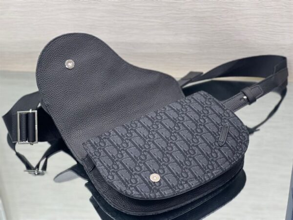 Saddle Pouch Black Dior Oblique Jacquard - DB098