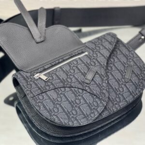 Saddle Pouch Black Dior Oblique Jacquard - DB098