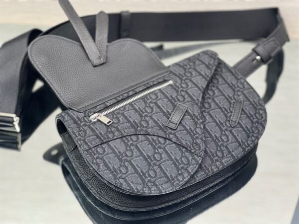 Saddle Pouch Black Dior Oblique Jacquard - DB098