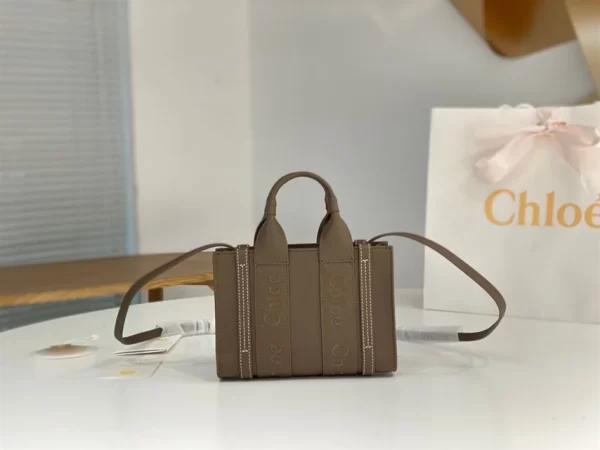 Chloé Mini Woody Tote Bag Smooth Calfskin With Chloé Logo - MB029