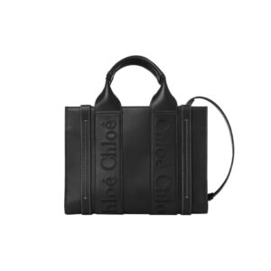 Chloé Small Woody Tote Bag Smooth Calfskin With Chloé Logo Black - MB012