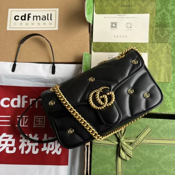 GG Marmont Small Shoulder Bag In Black Leather - GB215