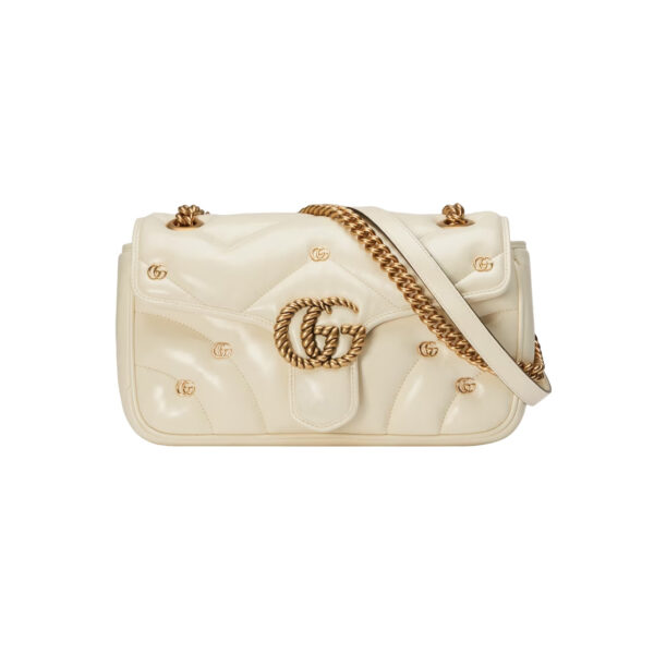 GG Marmont Small Shoulder Bag In White Leather - GB214