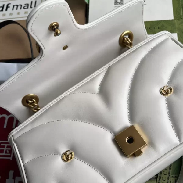 GG Marmont Small Shoulder Bag In White Leather - GB214