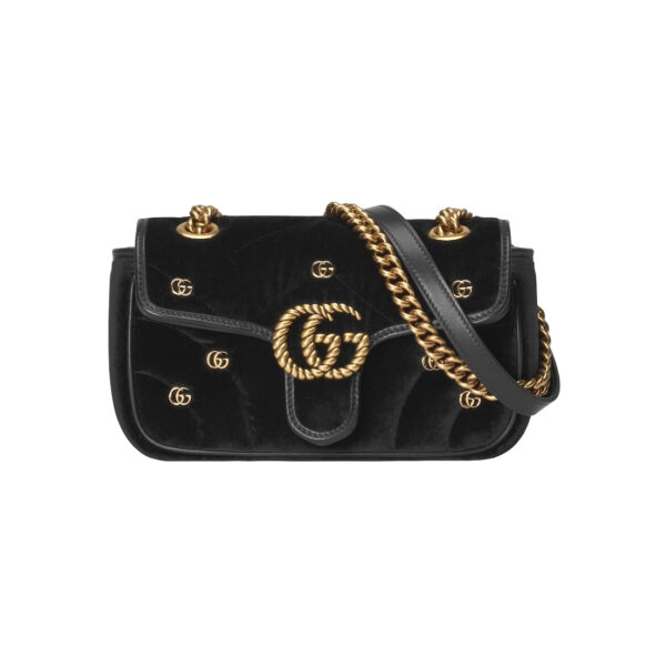 GG Marmont small shoulder bag in Black Velvet - GB216