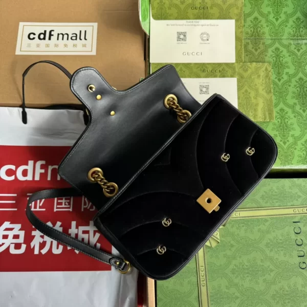 GG Marmont small shoulder bag in Black Velvet - GB216