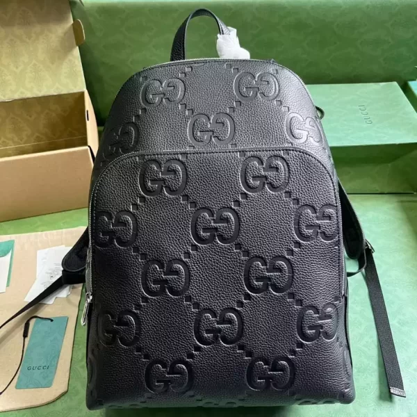 Large jumbo GG Backpack in Black Leather - GB251