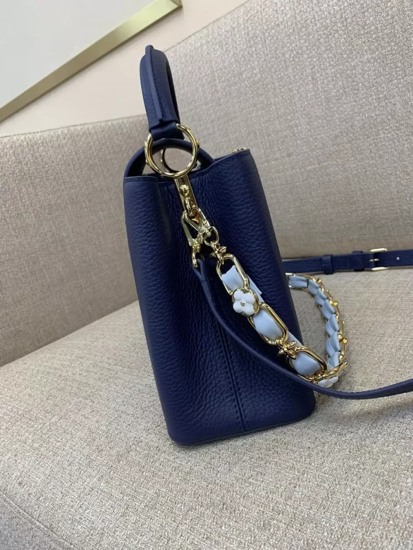 Capucines MM Blossom Chain Handbag French Blue