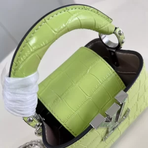 Capucines Nano Crocodilian Brillant Lime Leather