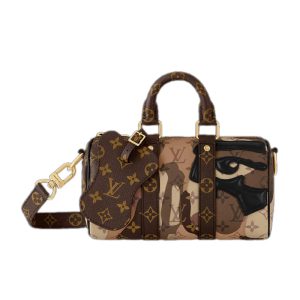 Keepall Bandouliere 25 Brown Monogram Coated Canvas And Cowhide Leather