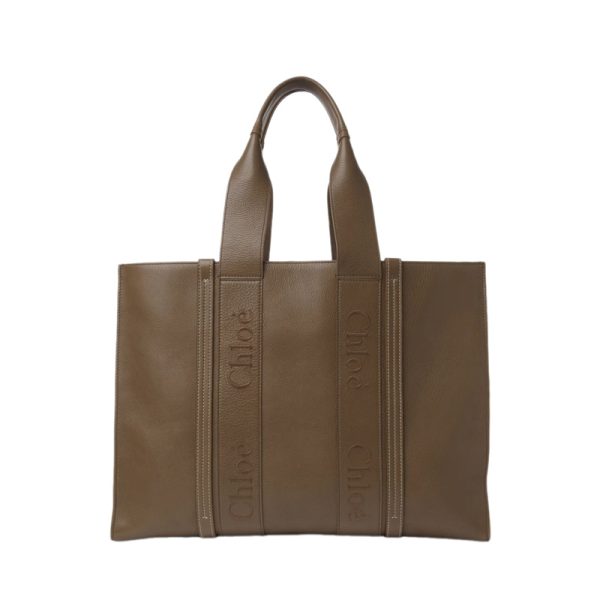 Chloé Large Woody Tote Bag Dark Nut