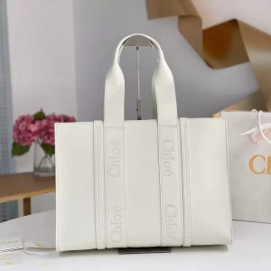 Chloé Large Woody Tote Bag White
