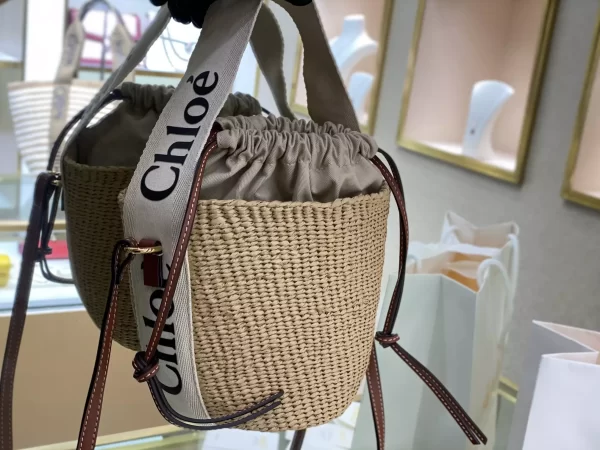 Chloe Small Woody Basket in White/Brown