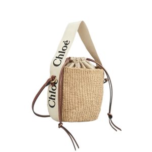 Chloe Small Woody Basket in White/Brown
