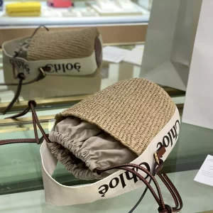 Chloe Small Woody Basket in White/Brown