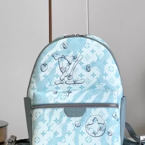 Discovery Backpack Monogram Aquagarden Canvas Crystal Blue Leather