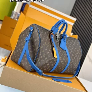 Keepall Bandoulière 50 Blue Monogram Macassar Canvas