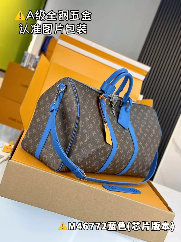 Keepall Bandoulière 50 Blue Monogram Macassar Canvas