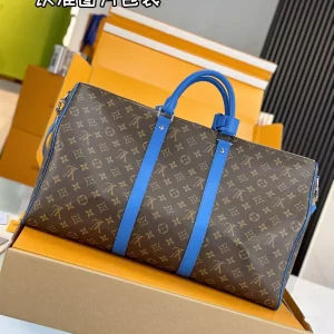 Keepall Bandoulière 50 Blue Monogram Macassar Canvas