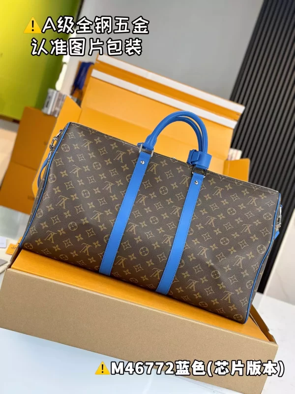 Keepall Bandoulière 50 Blue Monogram Macassar Canvas