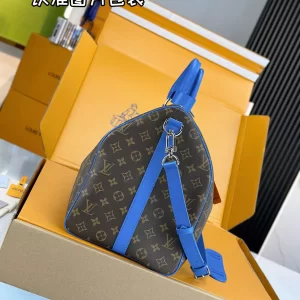 Keepall Bandoulière 50 Blue Monogram Macassar Canvas