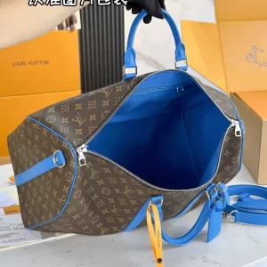 Keepall Bandoulière 50 Blue Monogram Macassar Canvas