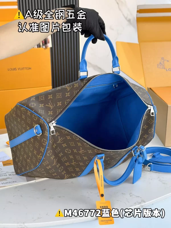 Keepall Bandoulière 50 Blue Monogram Macassar Canvas