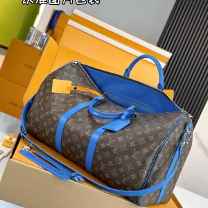 Keepall Bandoulière 50 Blue Monogram Macassar Canvas