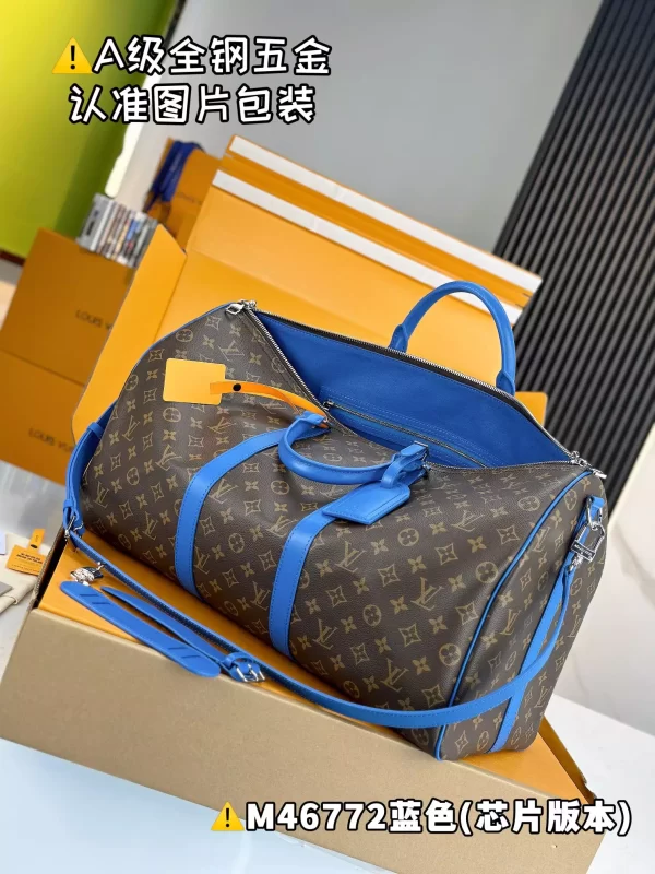 Keepall Bandoulière 50 Blue Monogram Macassar Canvas